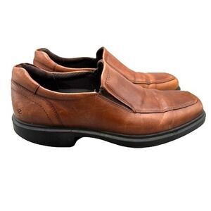 ECCO Helsinki Water Resistant Slip-On Loafer Men's 8.5 Cognac Brown Comfort